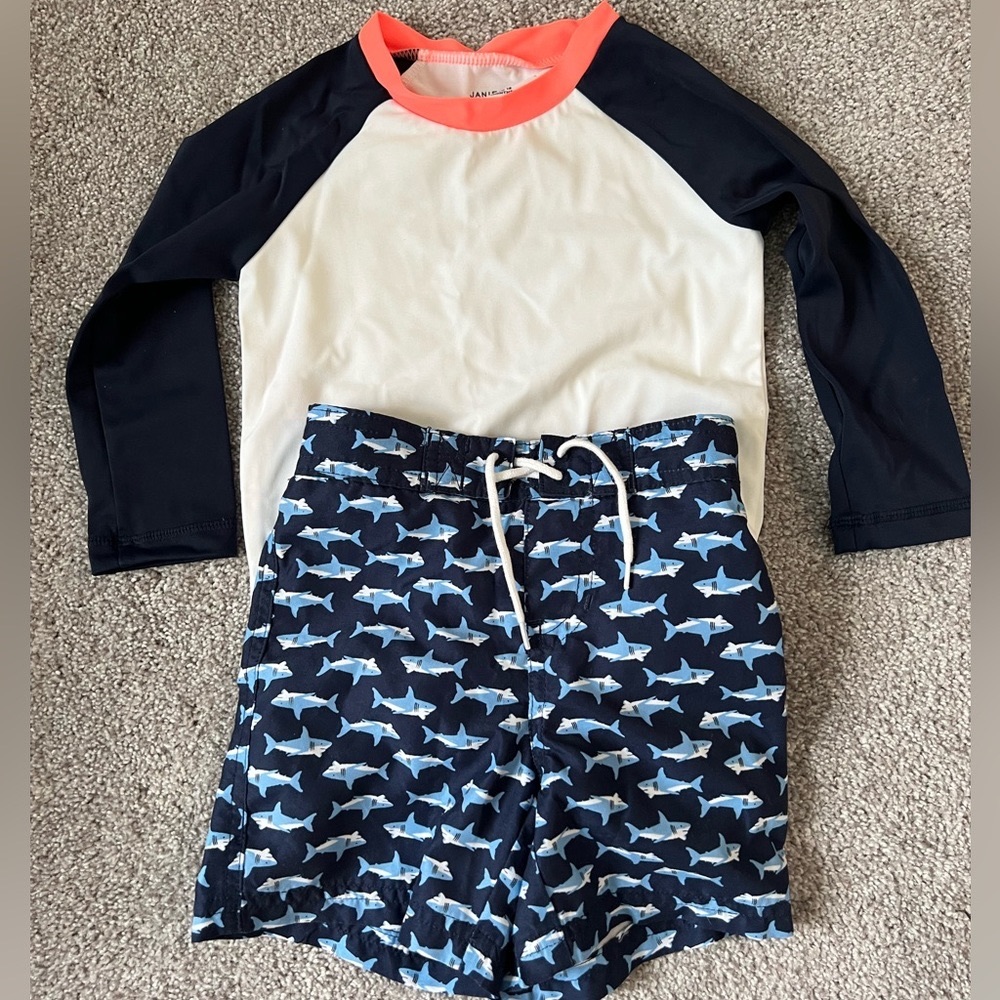 Janie and Jack 2 piece set boys bathing suit 12-18mo